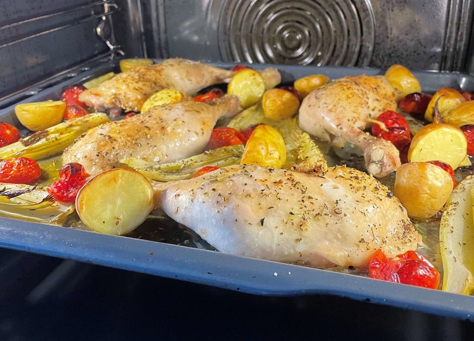 Italian Chicken tray bake in Smeg oven