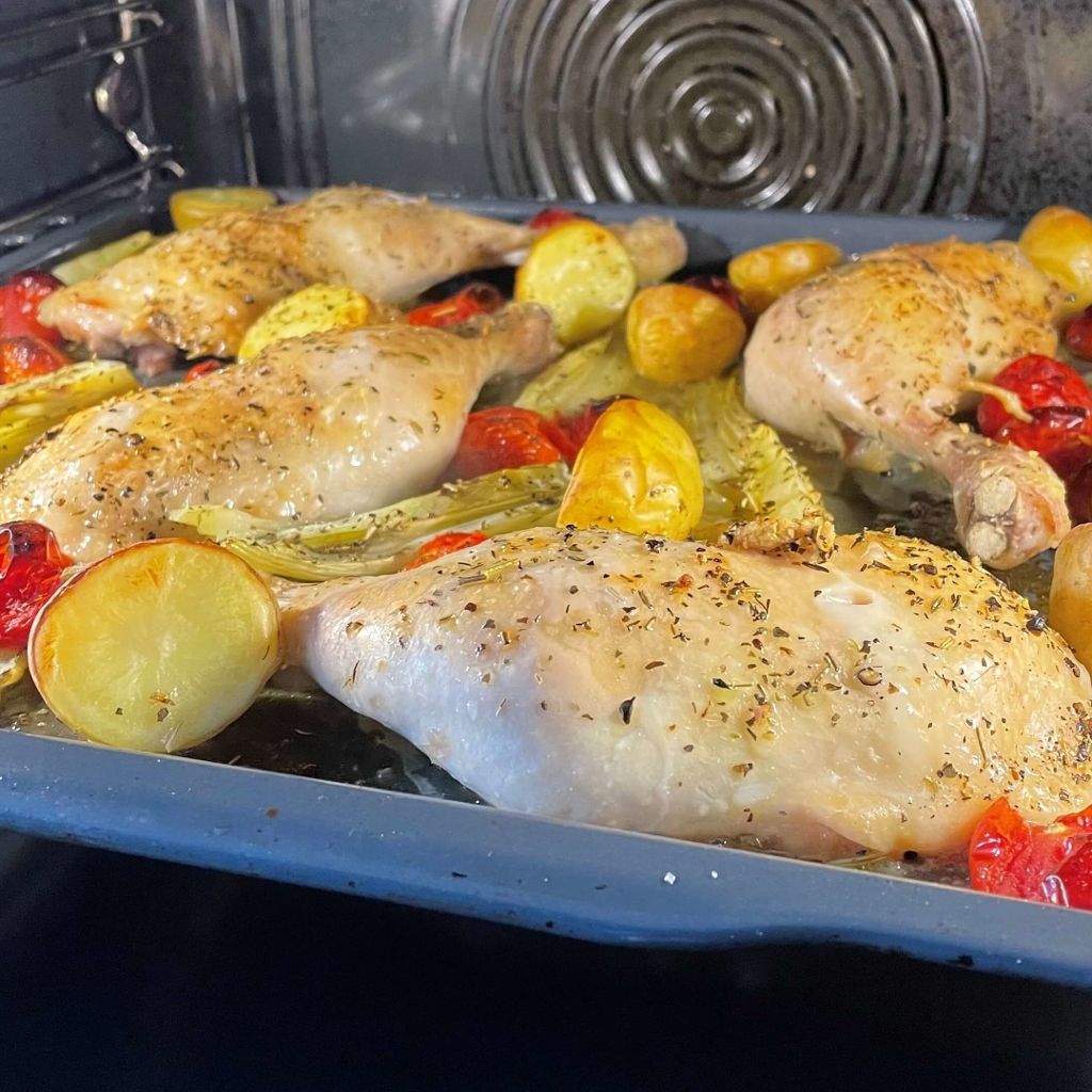 Italian Chicken tray bake in Smeg oven