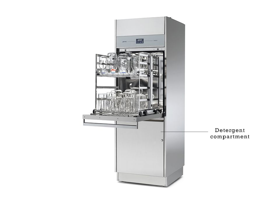 Glassware washer Smeg detergent compartment