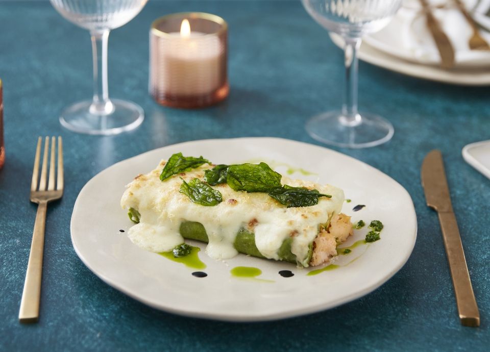 Cannelloni verde gratinado recheado com salmão| Smeg