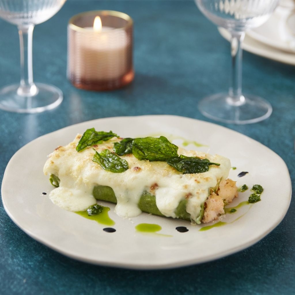 Cannelloni verde gratinado recheado com salmão| Smeg