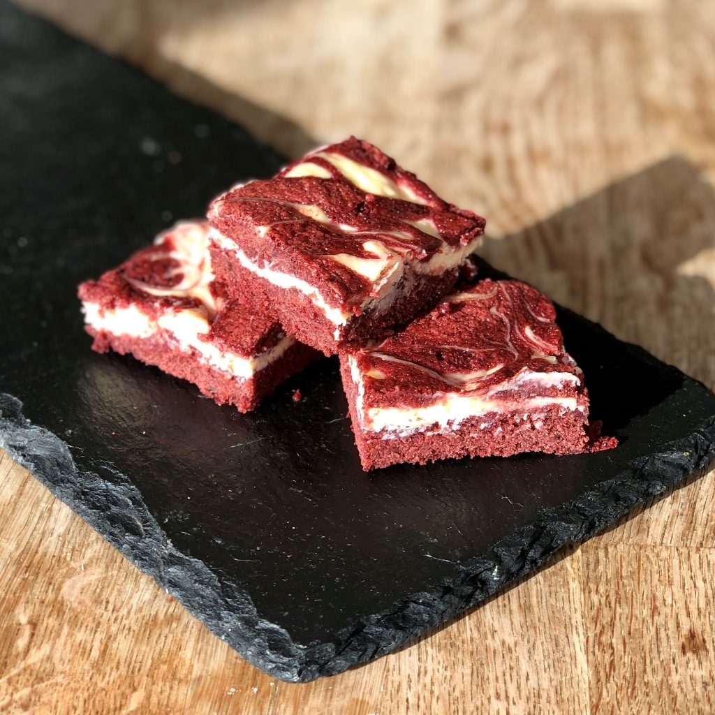 Receta Brownies de red velvet y cheescake