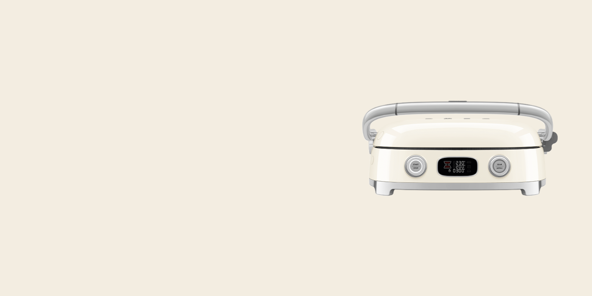 Grill Multiusos SMEG en color crema sobre fondo crema