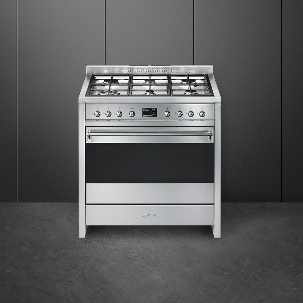 Piano de cuisson Victoria 90cm four multifonction catalyse 115l / 5 foyers  gaz Crème - SMEG Elite Réf. TR90P2