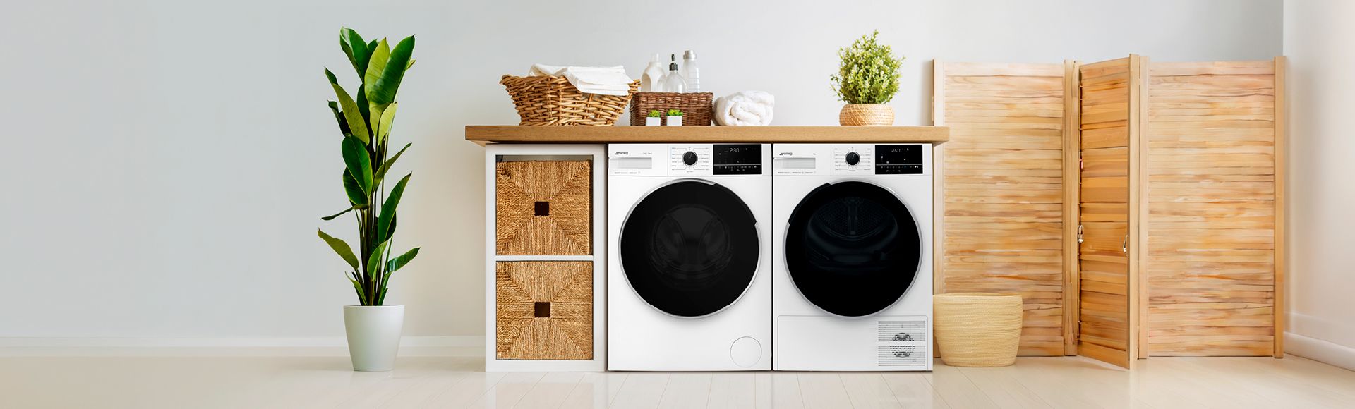 Lave-linge et sèche-linge Smeg dans une buanderie