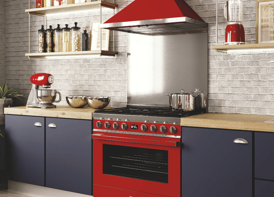 Piano de cuisson rouge