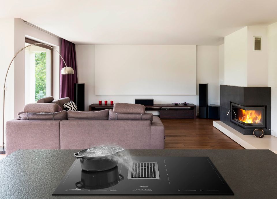Table de cuisson avec hotte intégrée Smeg