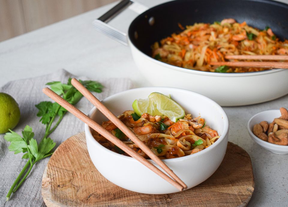 Le Pad Thaï aux crevettes avec le teppan yaki SMEG