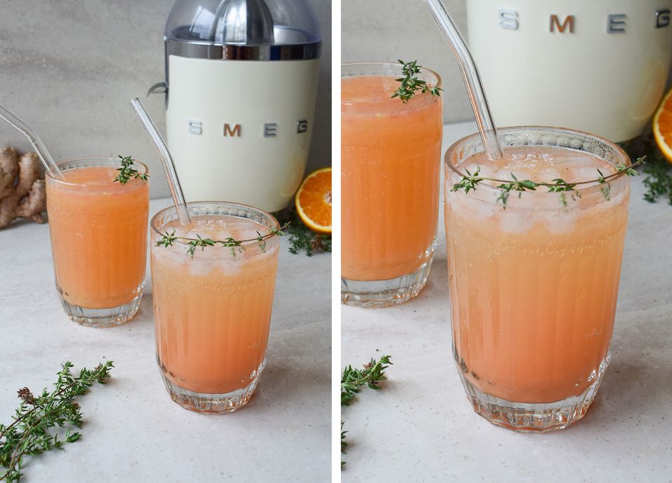 Le mocktail aux agrumes gingembre et thym de SMEG