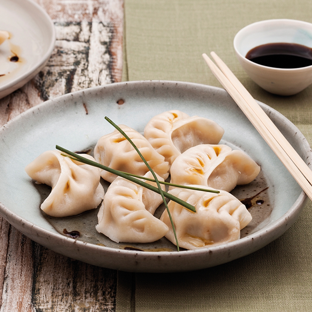 Gyozas de carne y verduras al vapor