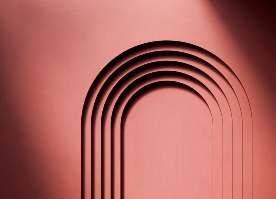 Graphic visual for Milan Design Week with minimalist typography and curved architectural motifs.