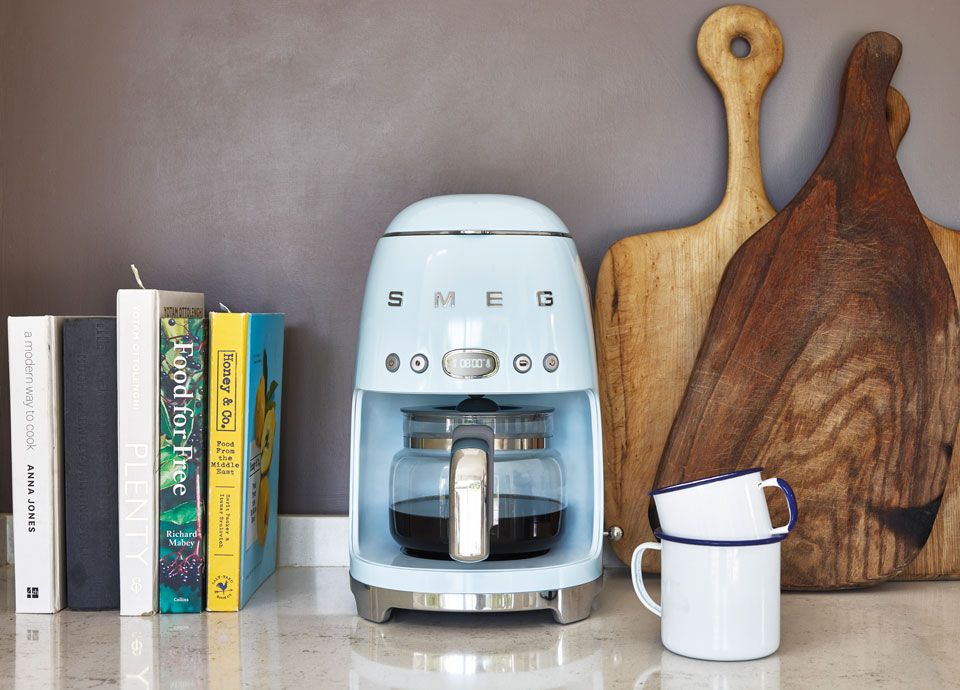 pastel blue coffee machine