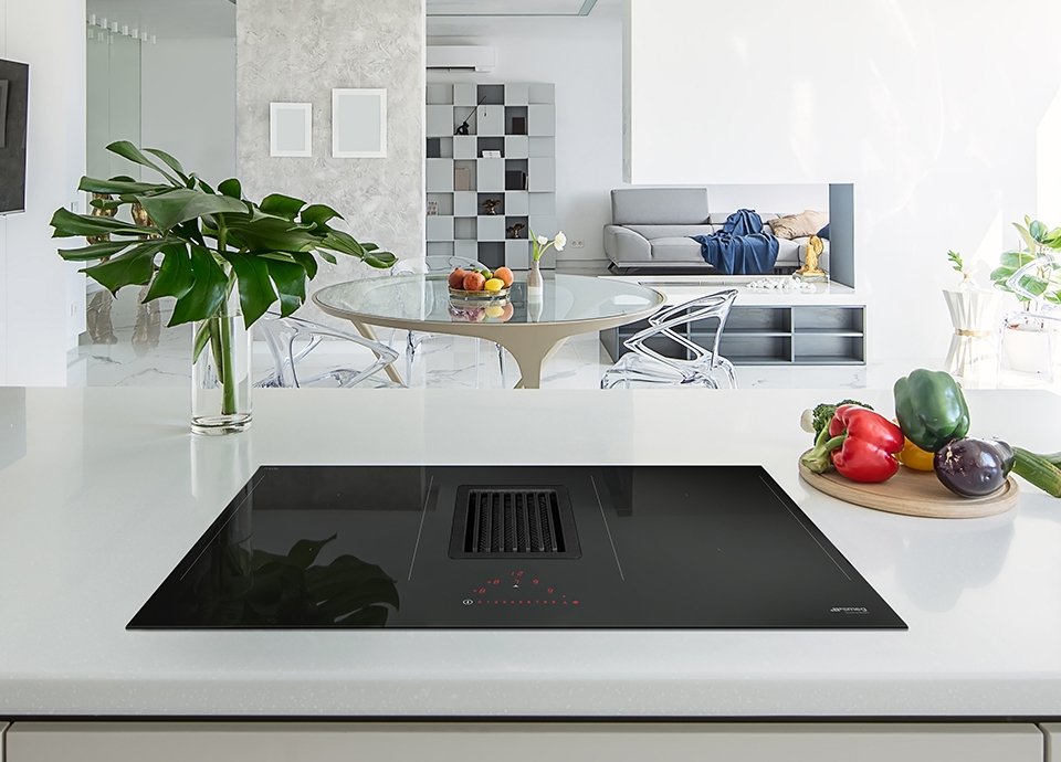 HOBD Smeg hood in hob induction kitchen appliance