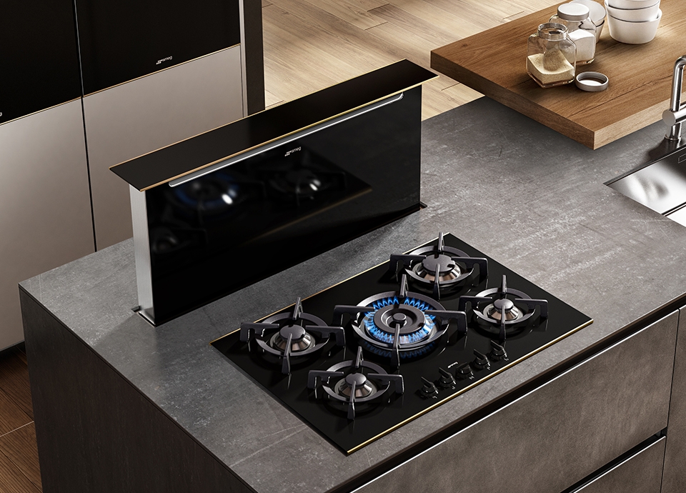 Smeg hob with built sales in extractor
