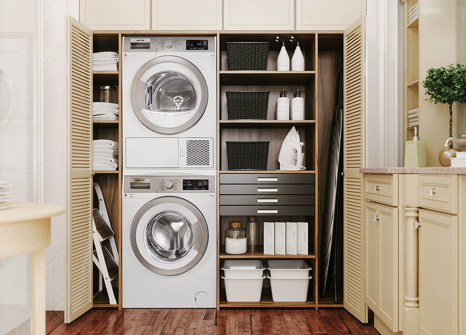 Combined washing shop machine tumble dryer