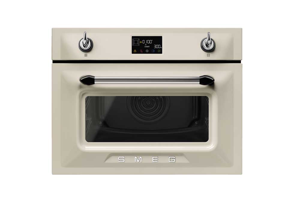 A compact built-in oven in grey.
