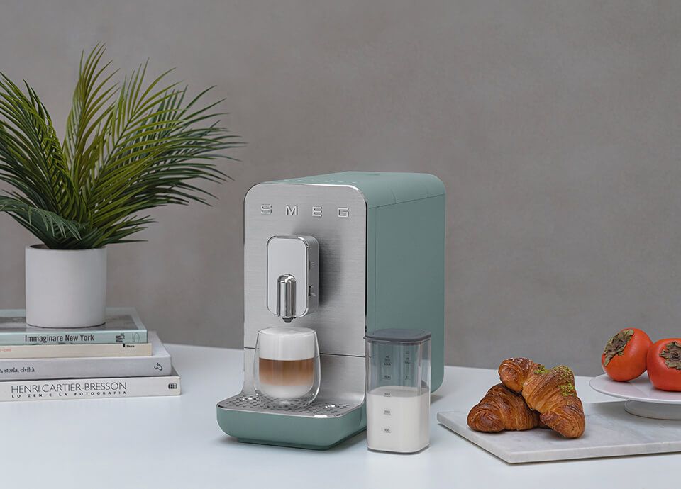 Smeg BCC13 bean-to-cup coffee machines in emerald green