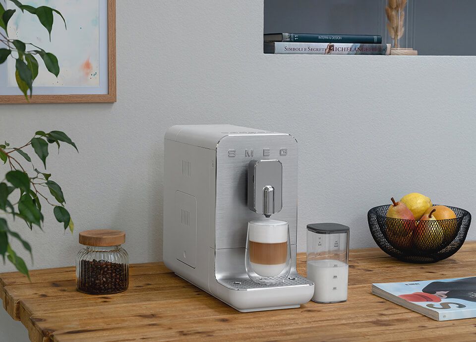 Smeg BCC13 bean-to-cup coffee machines in white