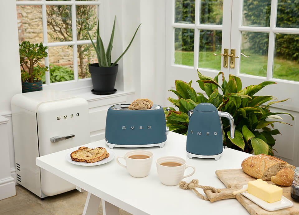 Storm Blue Kettle Toaster Retro Smeg