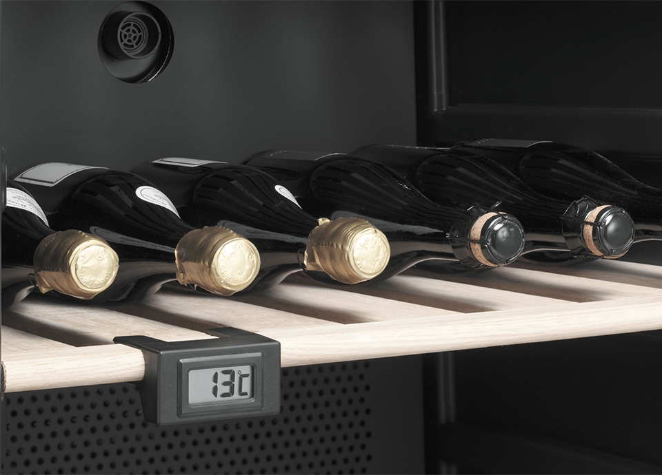 Smeg wine cooler showing bottles