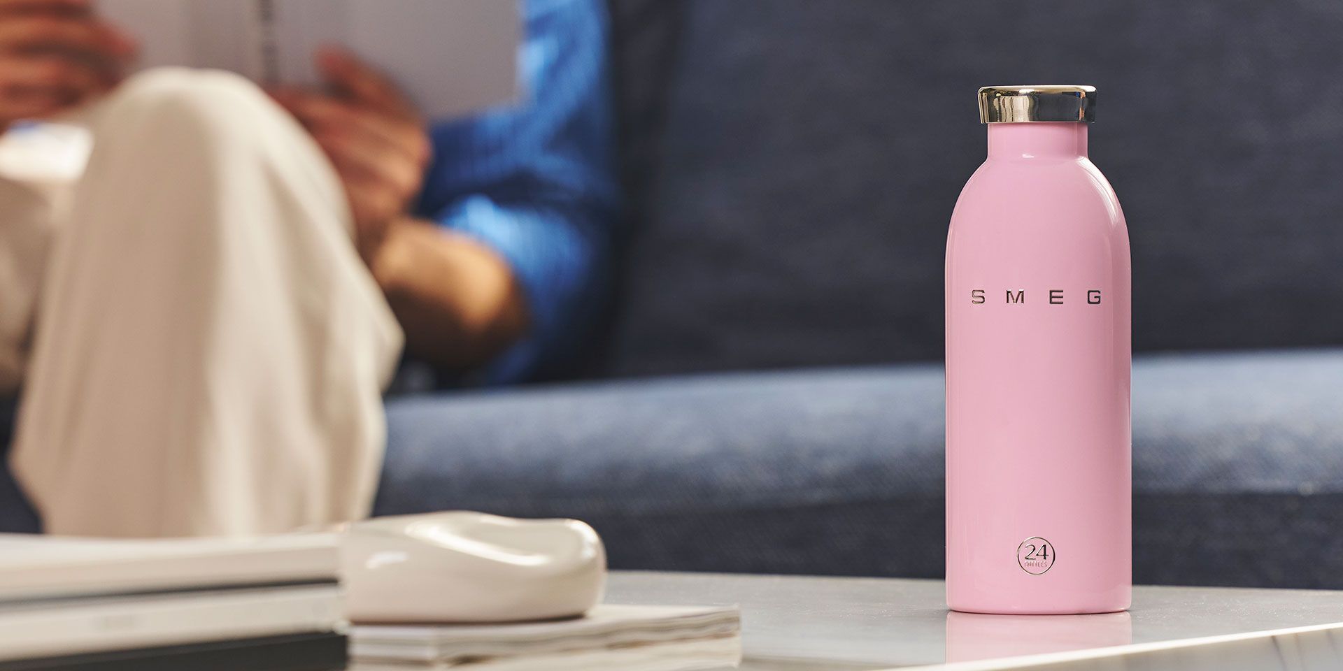 Pastel pink Smeg water bottle