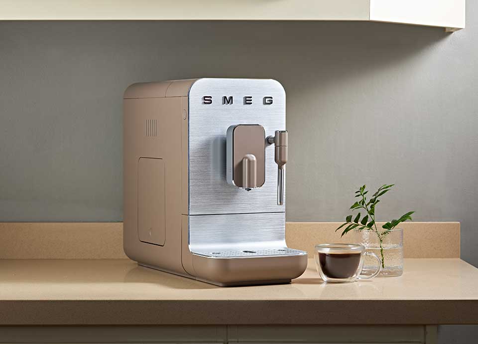 Smeg bean to cup coffee machine in taupe
