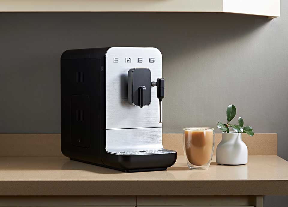Smeg bean to cup coffee machine in taupe