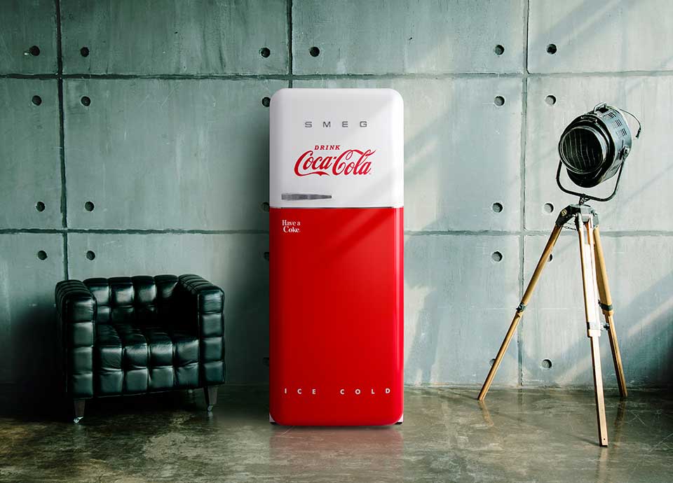Smeg coca-cola iconic red and white fridge