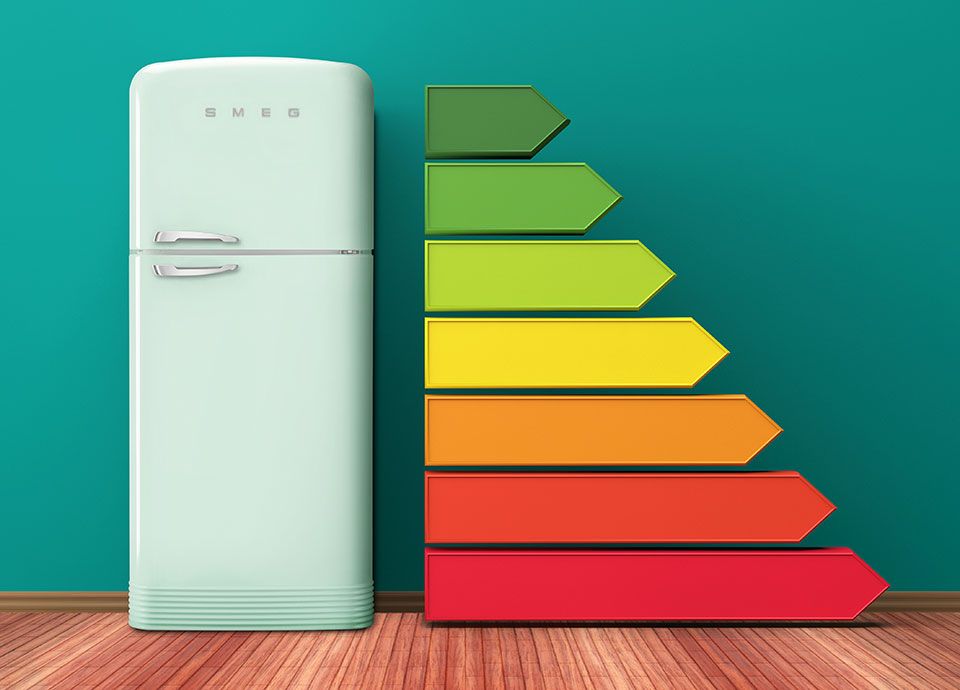 Smeg FAB50 Fridge Freezer with energy saving colours