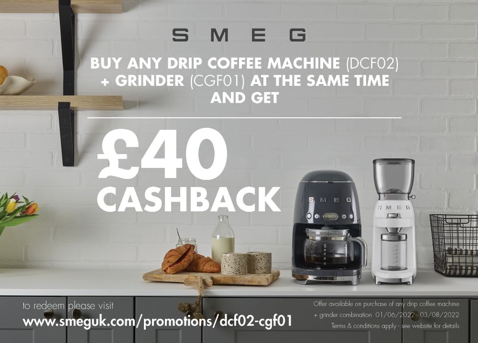 Smeg drip filter coffee machine and coffee grinder promotion
