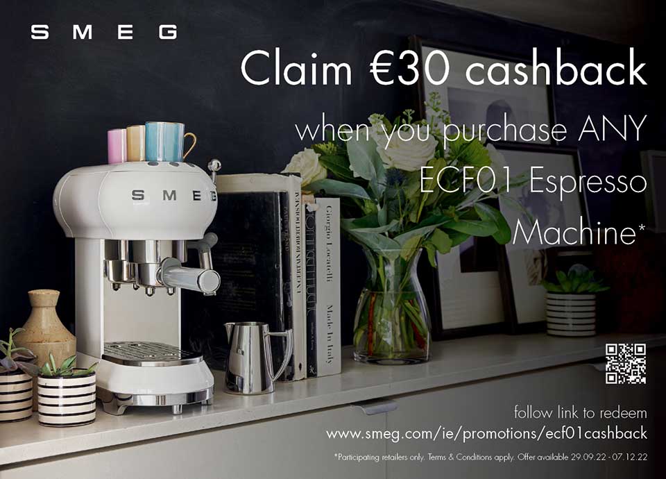 Smeg espresso coffee machine promotion with €30 cashback