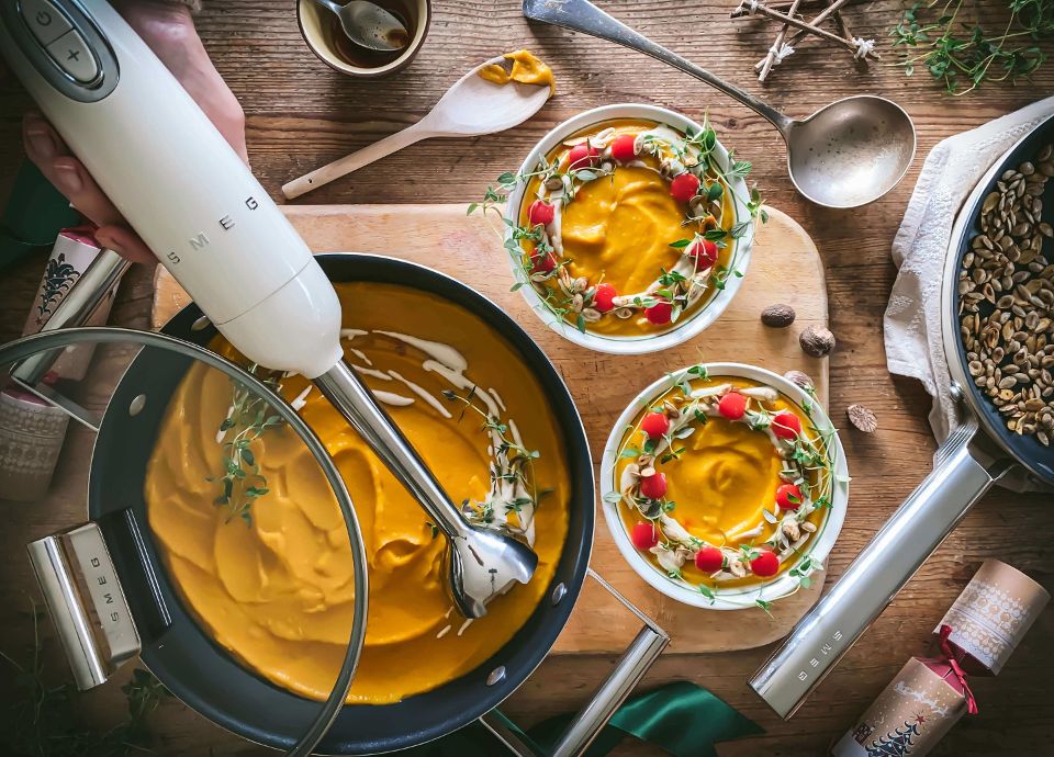 Spiced Roasted Butternut Squash Soup with Festive Tahini