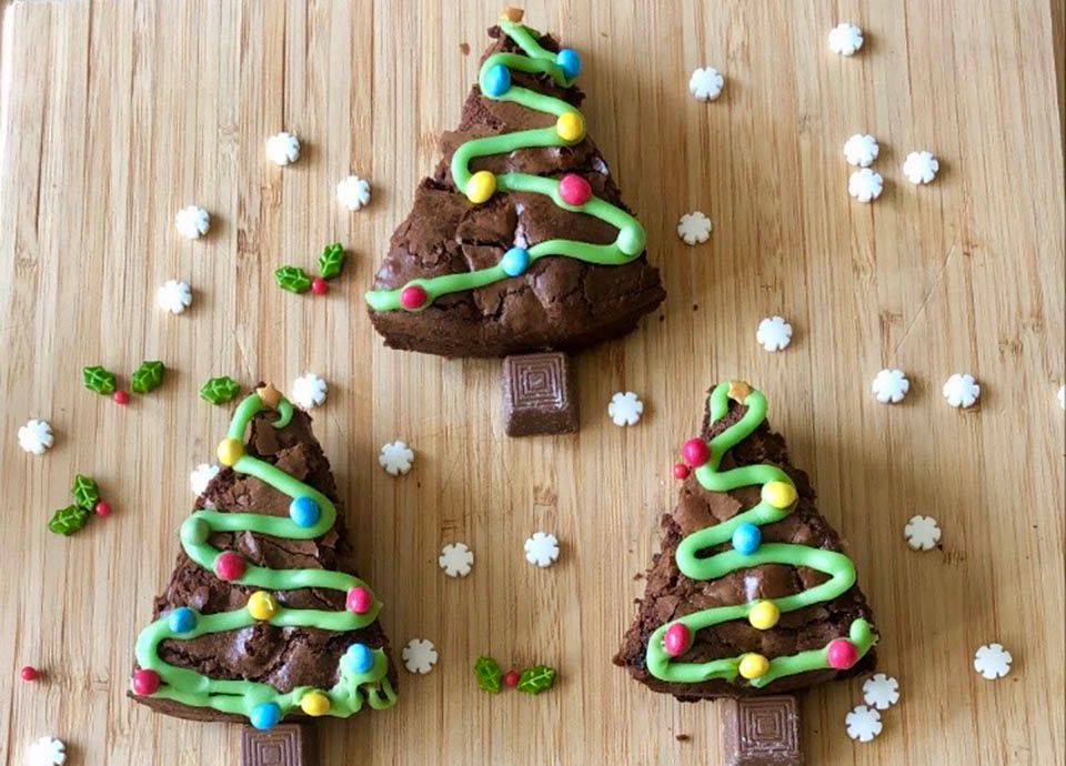 Indulge with Christmas tree brownies