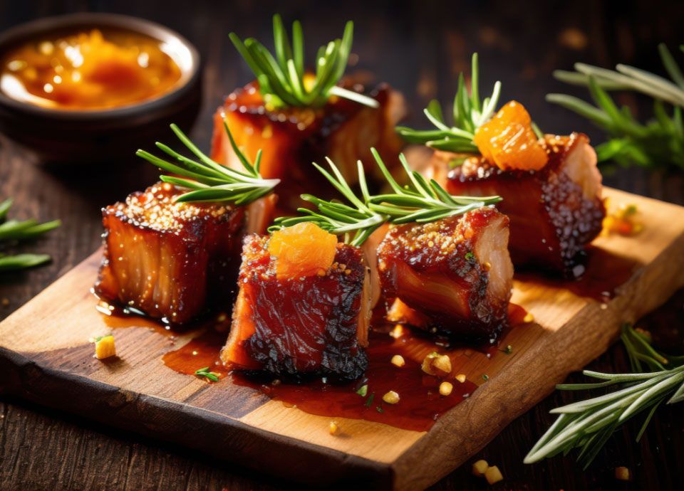Ginger and Marmalade Pork Belly Bites