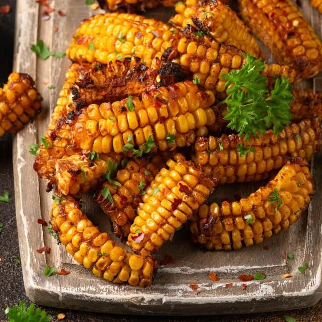 Sticky BBQ Lime Corn Ribs with Creamy Sriracha Dip