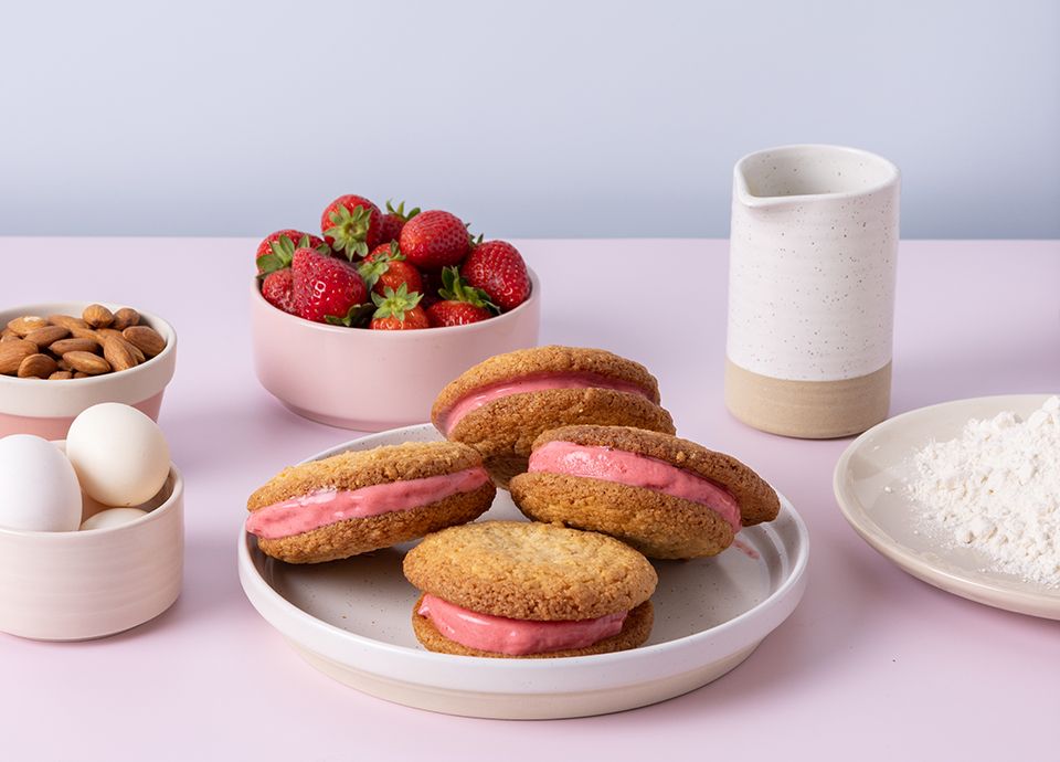 Strawberry Ice Cream Cookie Sandwiches