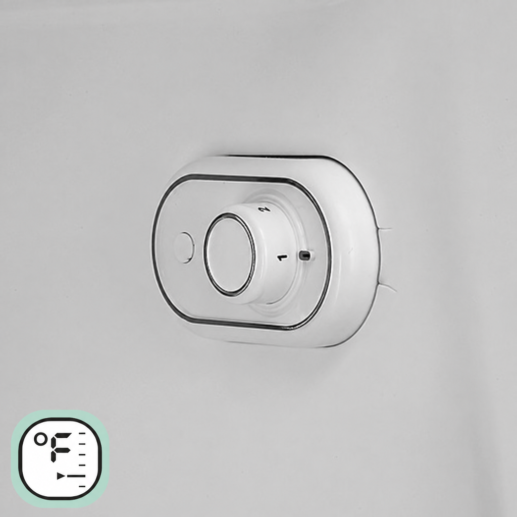 Close-up of an electronic temperature control dial inside a refrigerator with adjustable settings indicator