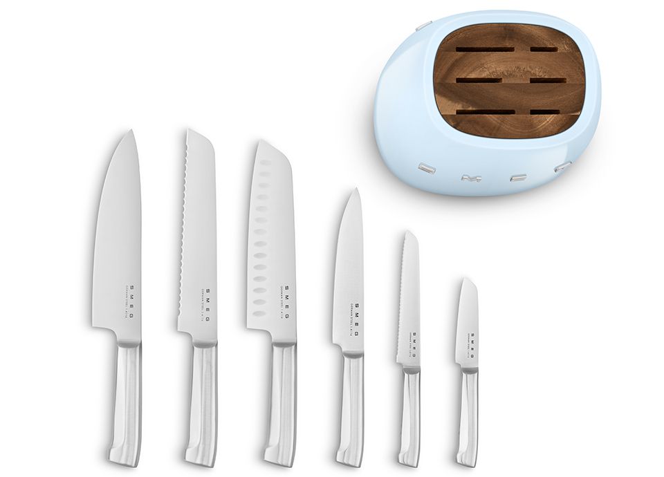 Smeg 7-Piece Knife Block Set ,Pastel Blue