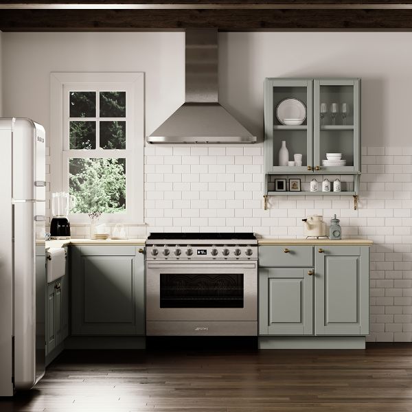 Smeg BG91PX2 Concerto Cuisine d'approche 90 x 60 - 5 feux gaz + 1 four  électrique - inox