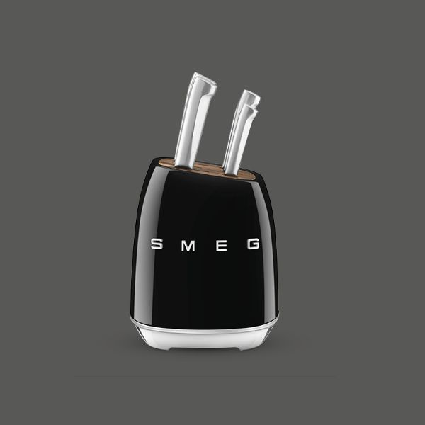 SMEG Knife Block and Knives, Cream