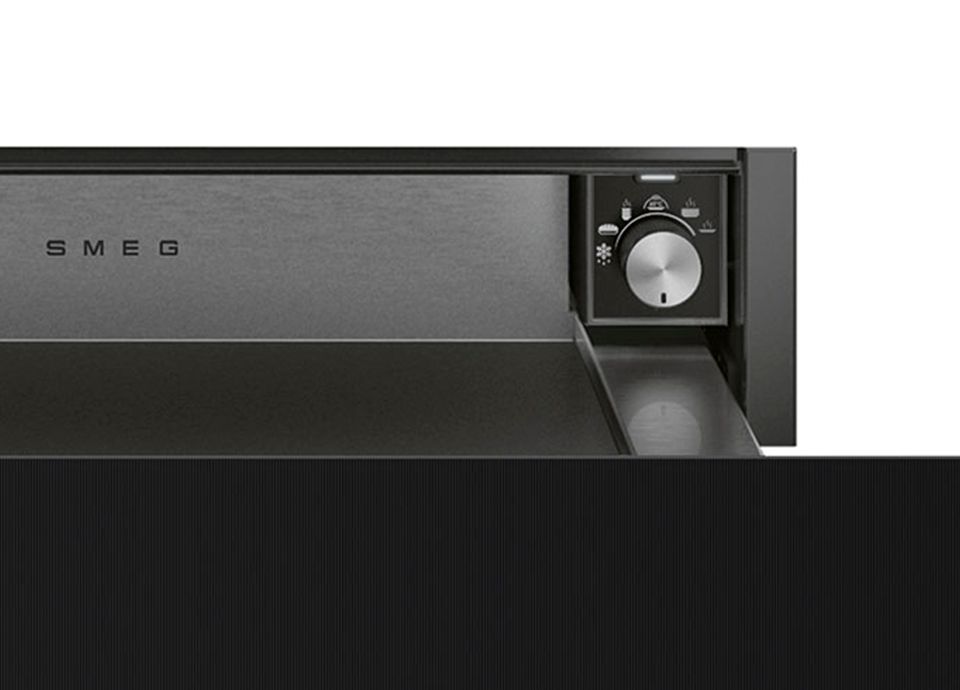 Plano aproximado do manípulo de uma gaveta de aquecimento com funções principais