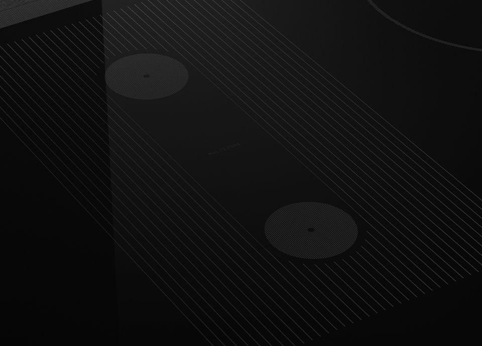 Detalhe da área multizona numa placa de indução