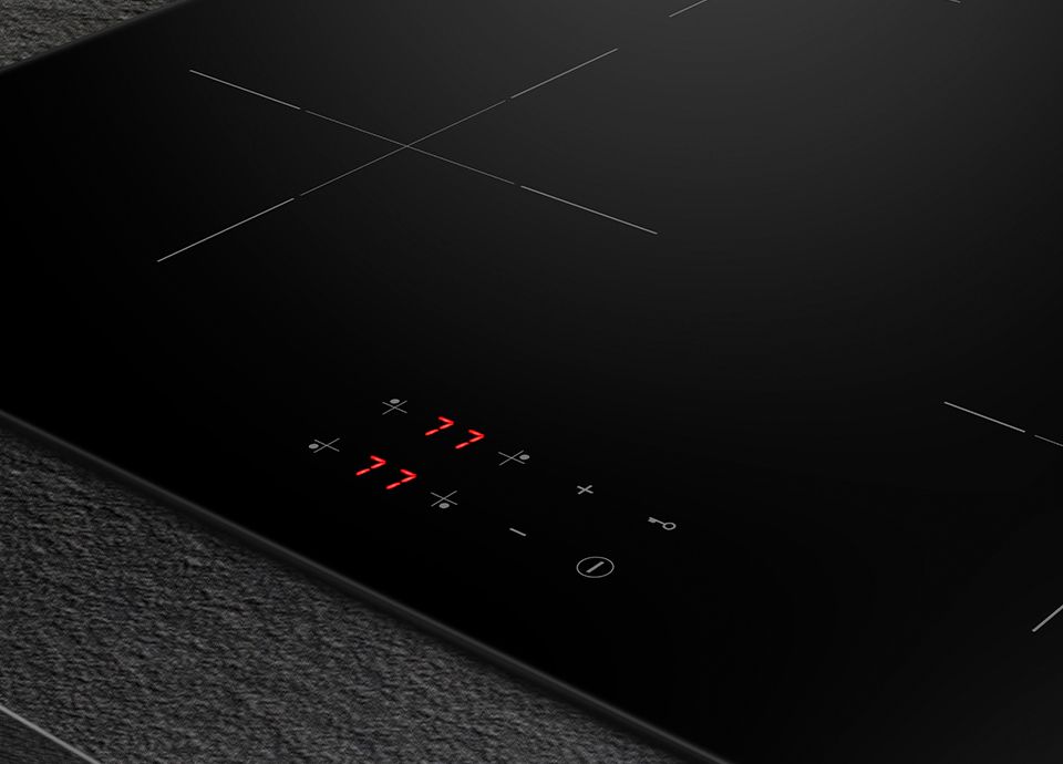 Detalhe de um visor digital numa placa de indução