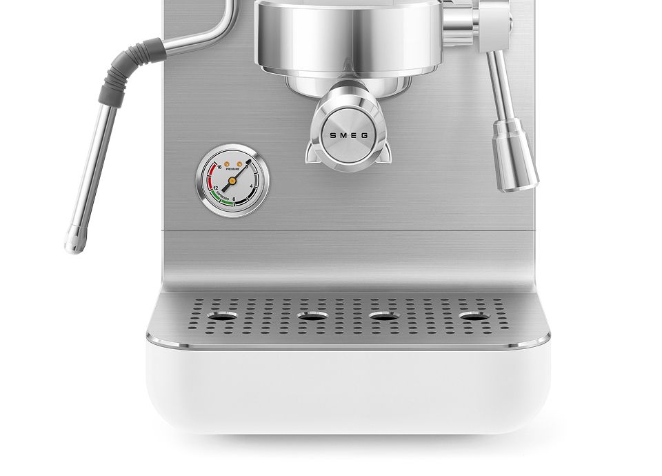 Stainless steel mini professional coffee machine with pressure gauge (manometer), steam wand, and drip tray