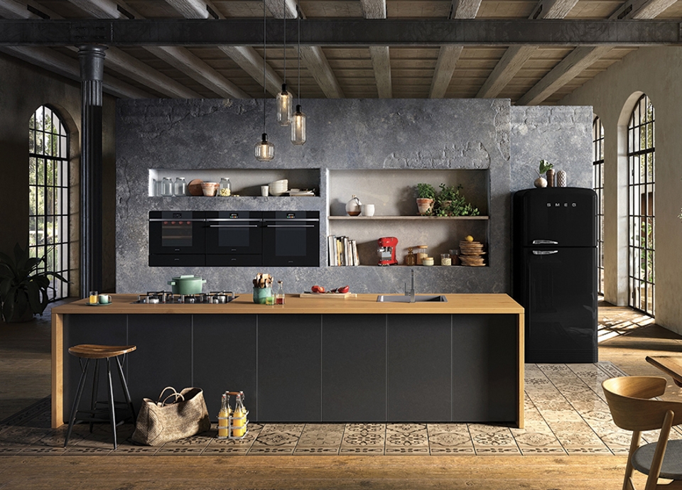 Cucina in total black, minimale ed elegante