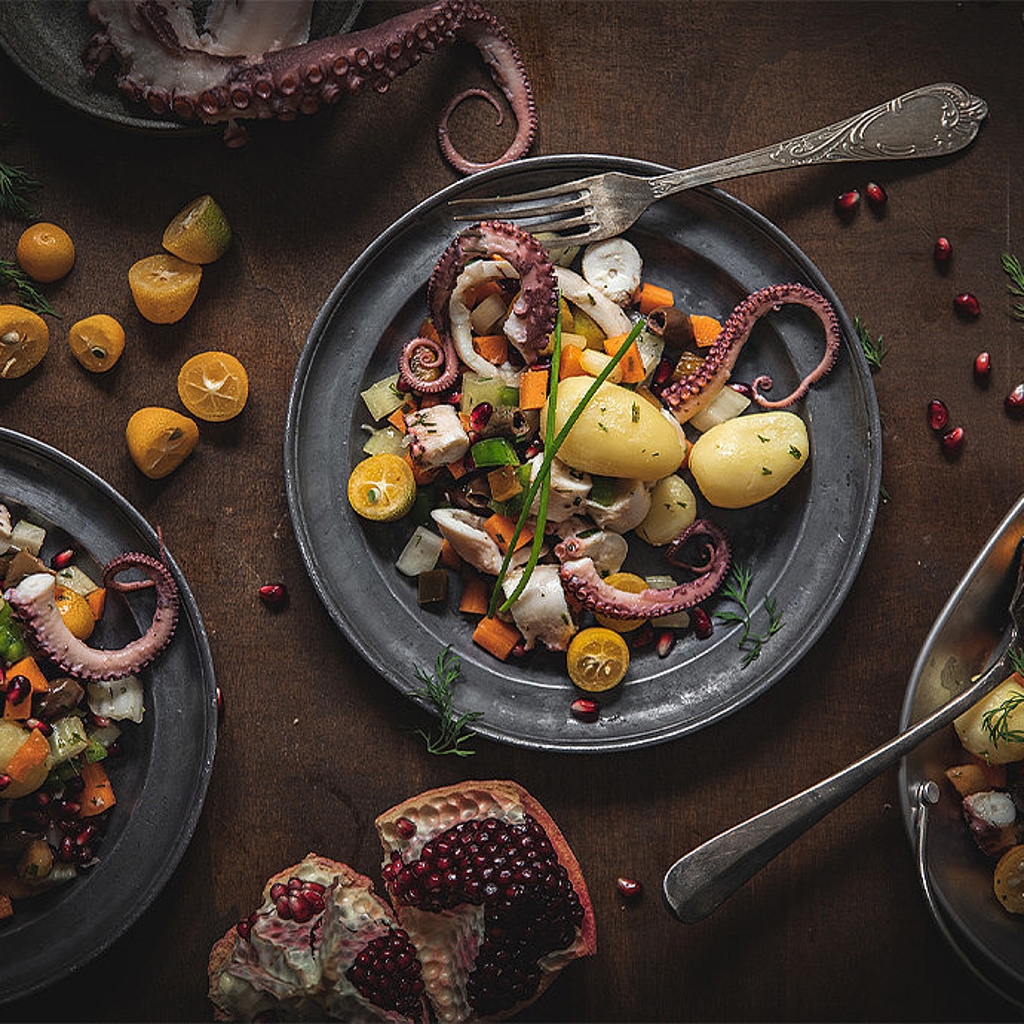 Insalata di polipo con kumquat,