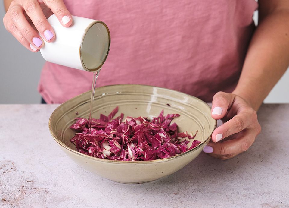 Step 1 - season the radicchio