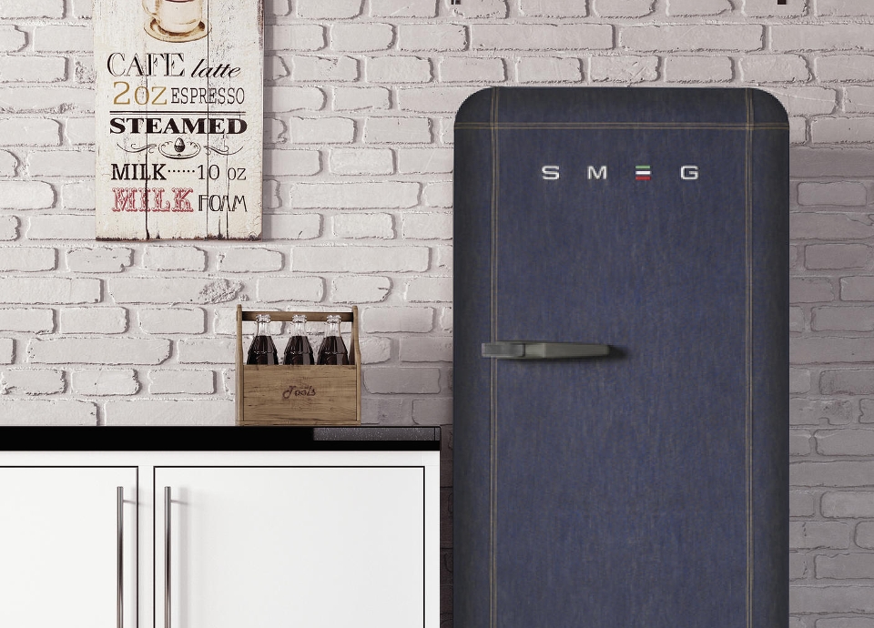 FAB28RDB, the Smeg fridge made dresses od denim